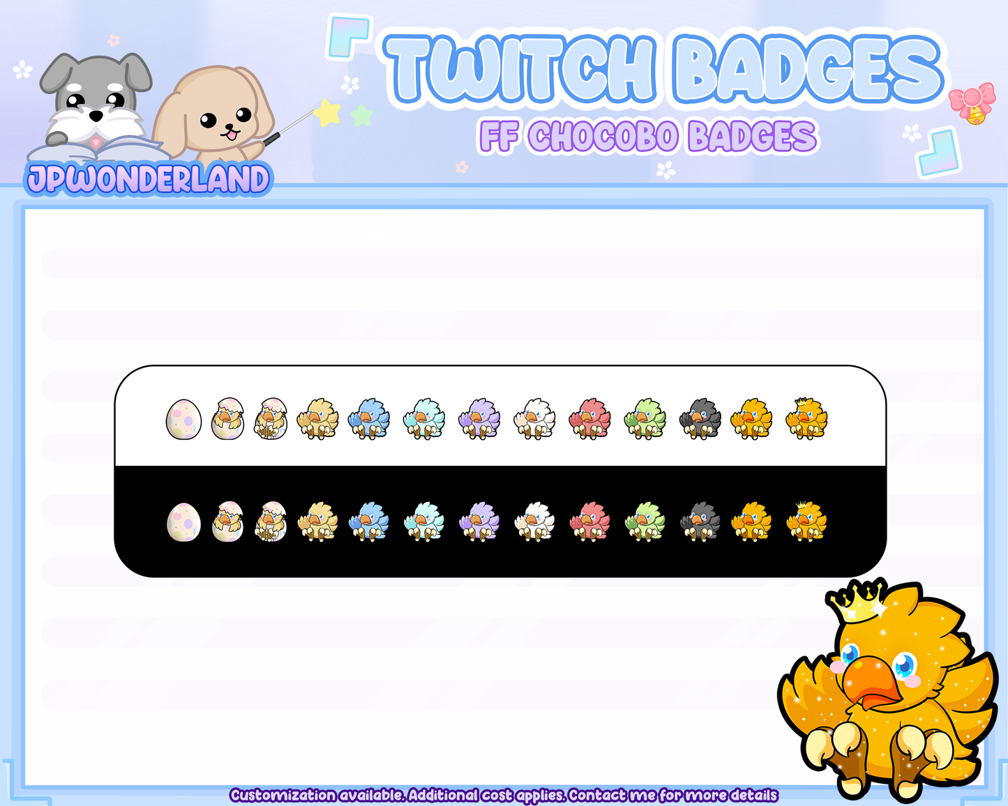 Final Fantasy Chocobo Twitch Badges / Stream Badges / Discord Emotes