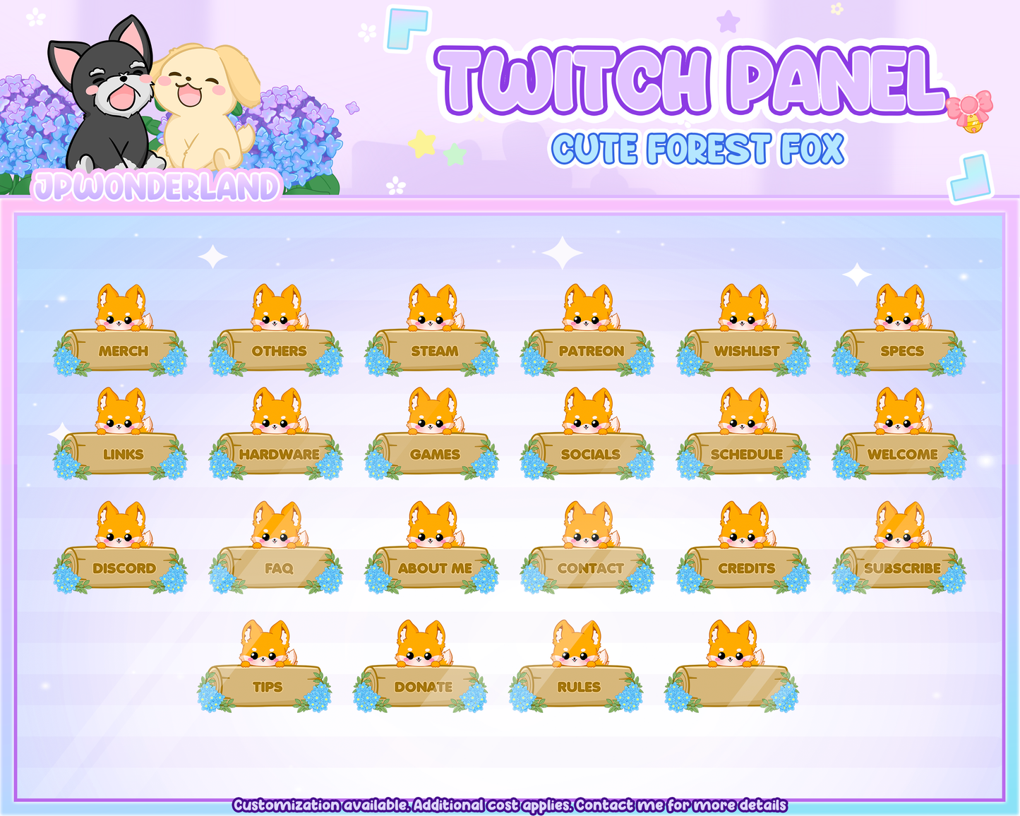 22 Cute Forest Fox Twitch Panels / Stream Panel