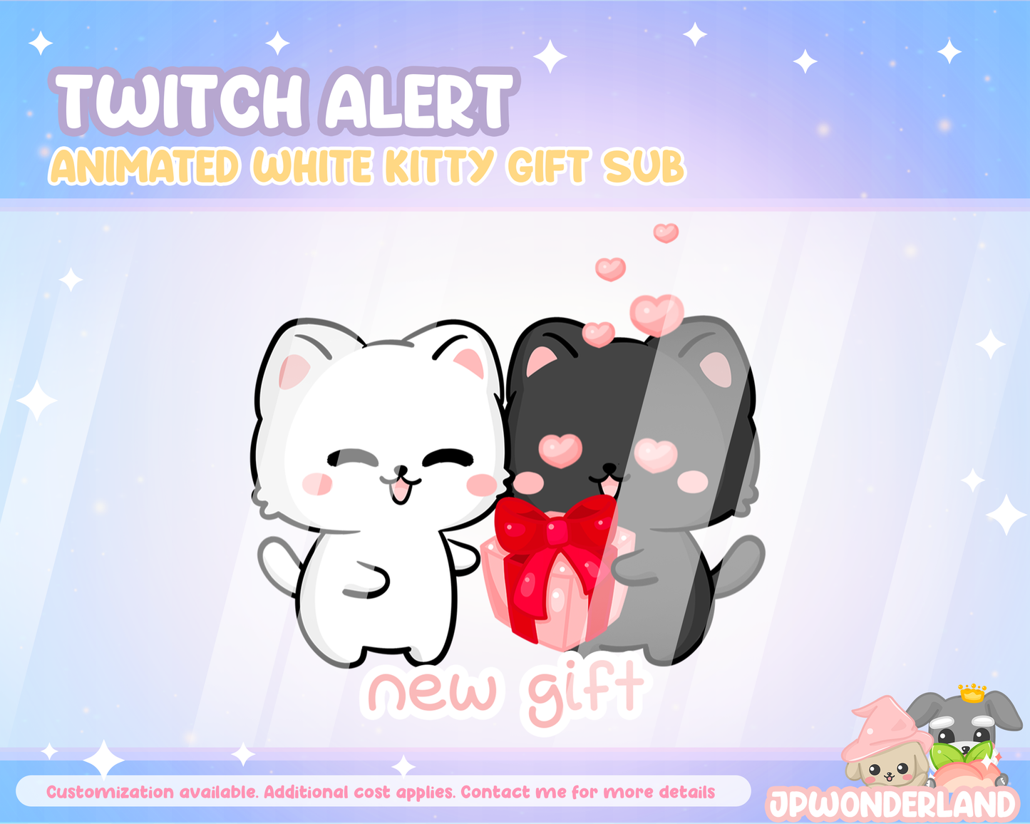 Animated Calico/White Kitty Twitch Alerts - Gift Sub Alert