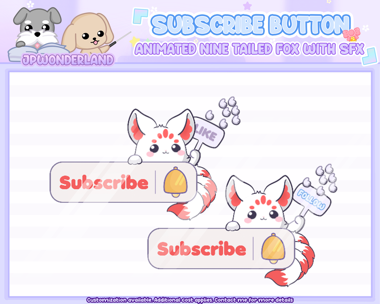 Animated Subscribe Button Overlay w SFX / Cute Nine-Tailed Fox Animation / Stream Setup / Intro Video / Youtube / Twitch / Facebook