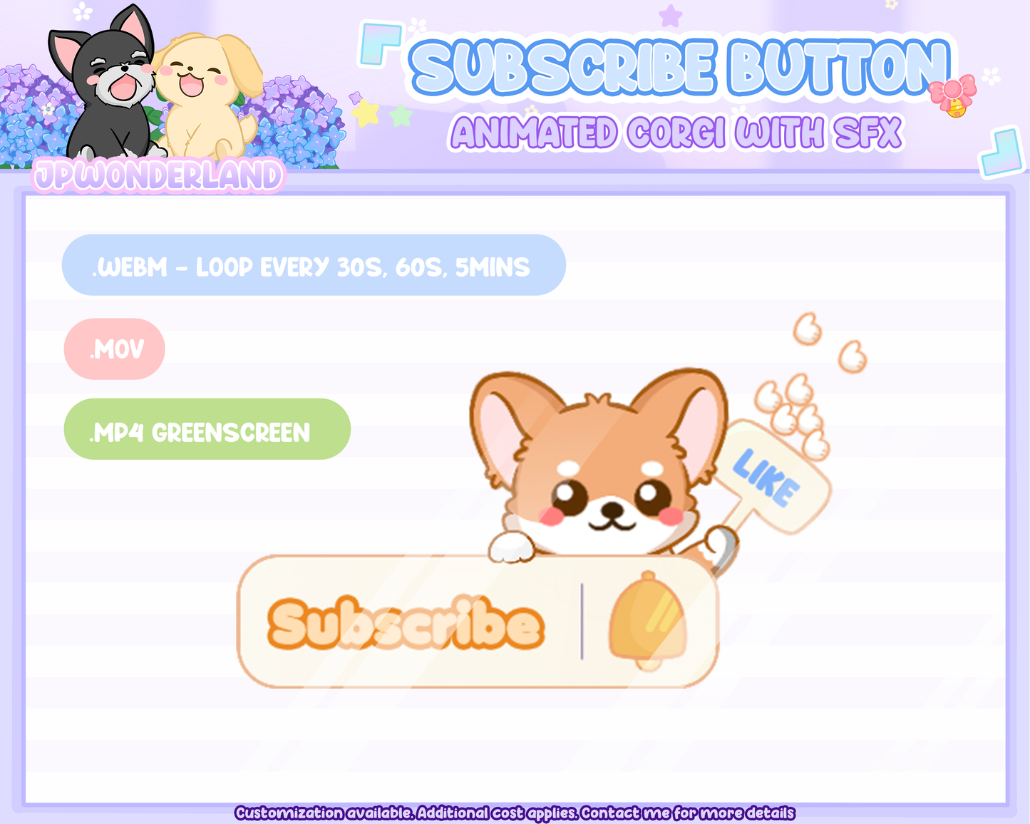 Animated Corgi Subscribe Button Overlay w SFX / Cute Puppy Animation / Stream Setup / Intro Video / Youtube / Twitch / Facebook