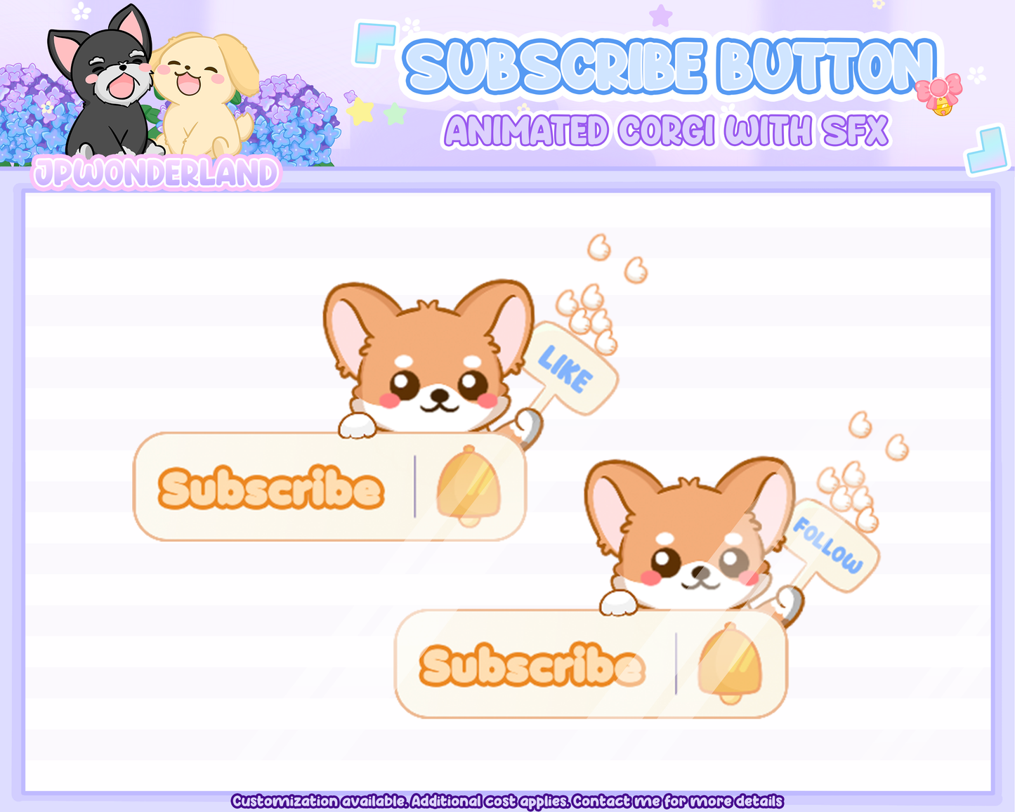 Animated Corgi Subscribe Button Overlay w SFX / Cute Puppy Animation / Stream Setup / Intro Video / Youtube / Twitch / Facebook