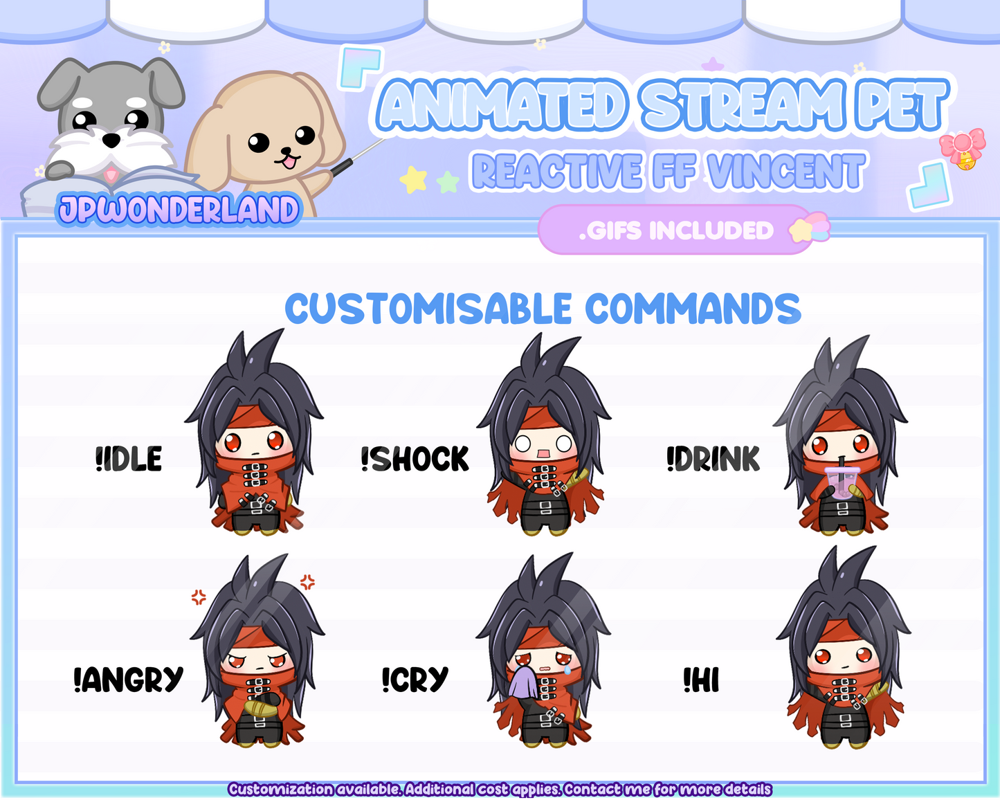 Animated Chibi Vincent Stream Pet with 6 expressions, reacts to commands and alerts | Digital assets | Stream Deco | Twitch Pets animation