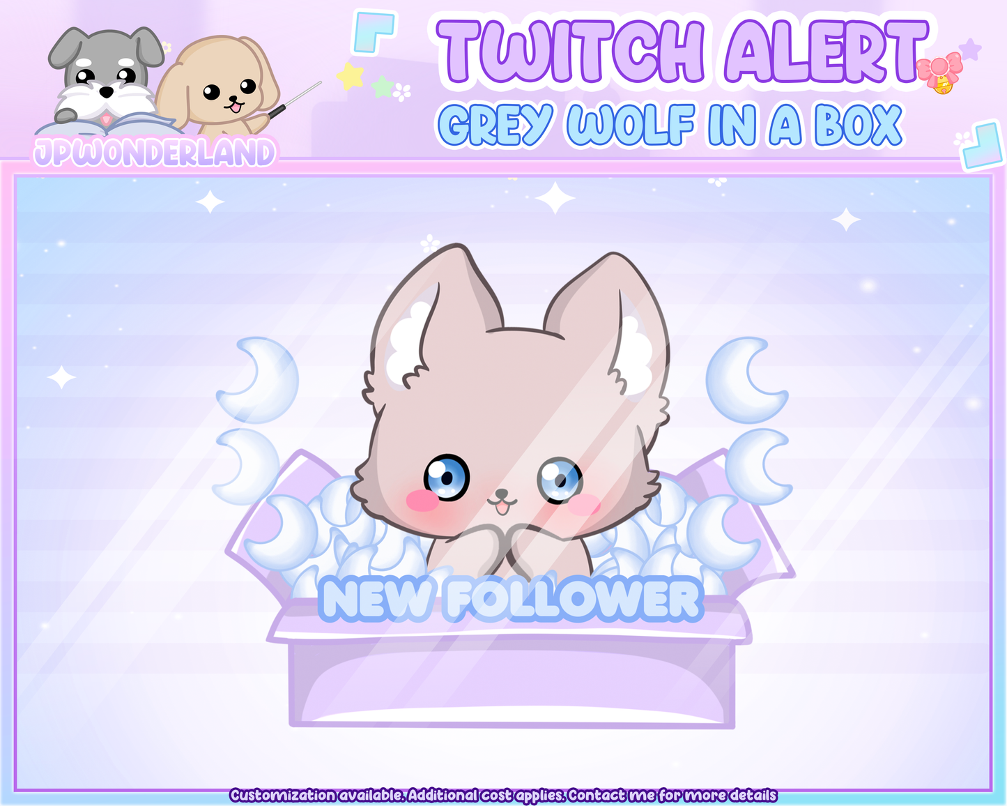 Grey Wolf in a box Animated Twitch Alerts