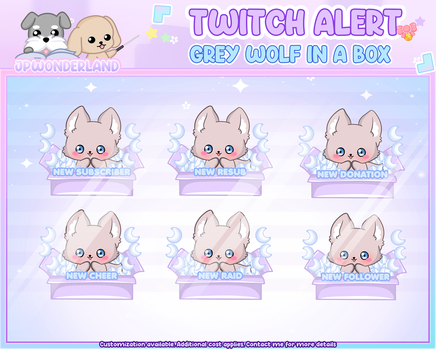 Grey Wolf in a box Animated Twitch Alerts