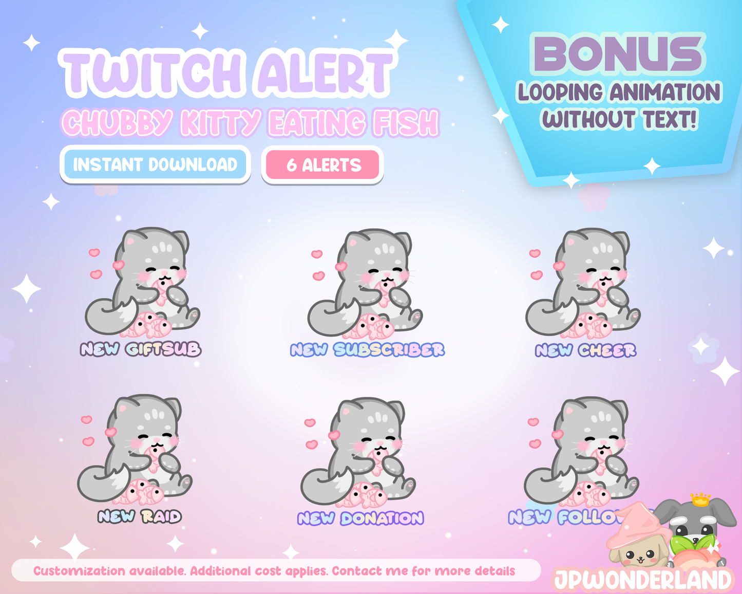ANIMATED Chubby Cat Twitch Alert / Screen decoration / Stream Add-on
