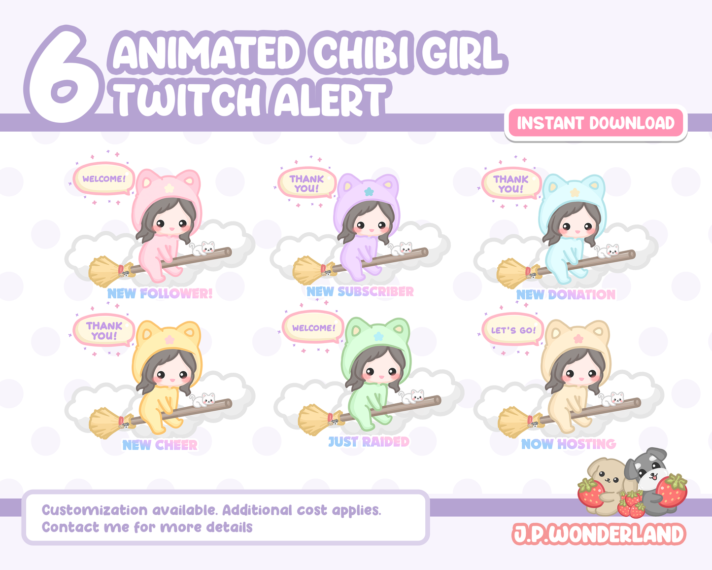 Animated Chibi Girl Twitch Alerts / Stream Alerts