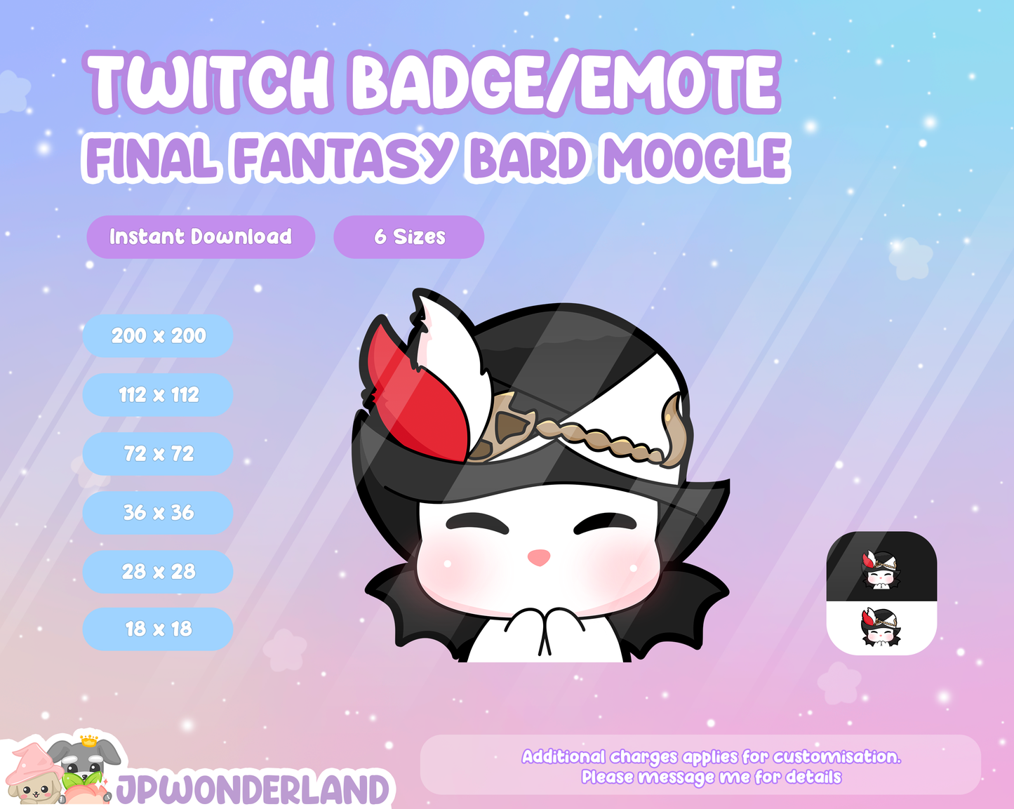 Final Fantasy Moogle in different jobs Twitch Badges/Emotes / Twitch Overlay / Stream Emote / Discord Emotes Active