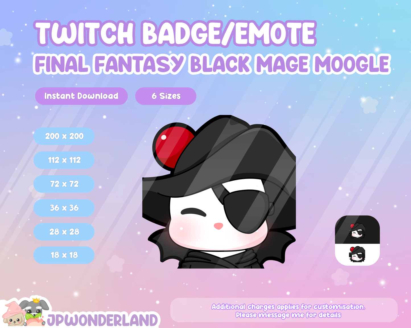 Final Fantasy Moogle in different jobs Twitch Badges/Emotes / Twitch Overlay / Stream Emote / Discord Emotes Active