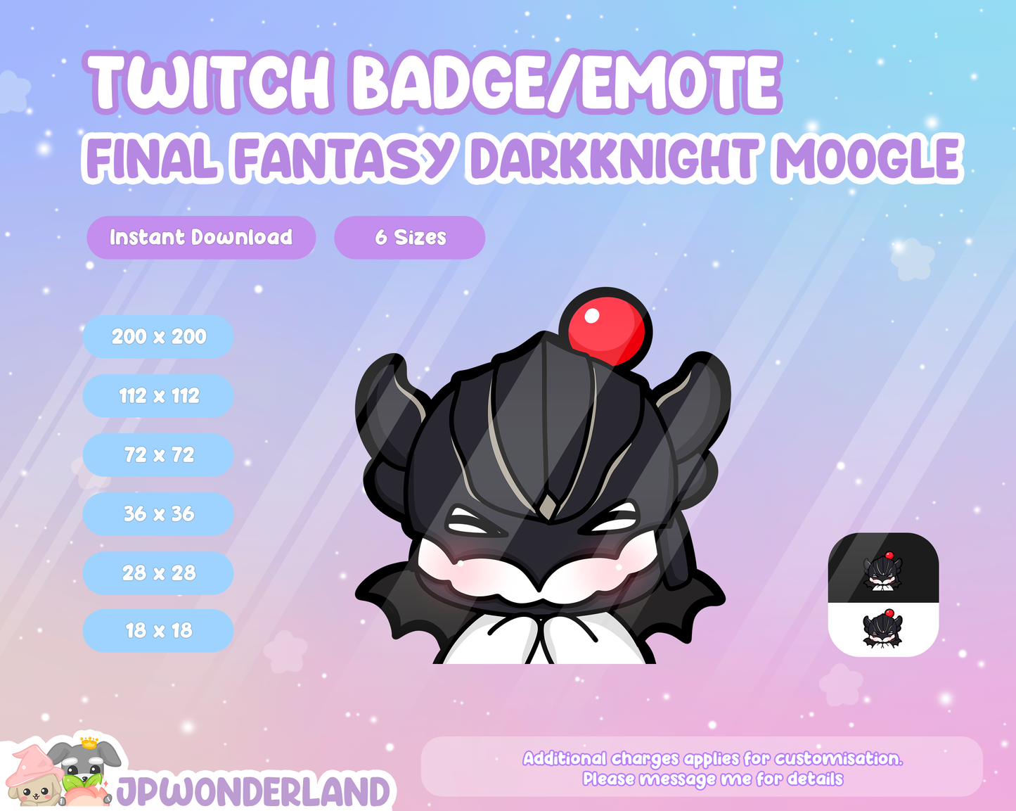 Final Fantasy Moogle in different jobs Twitch Badges/Emotes / Twitch Overlay / Stream Emote / Discord Emotes Active