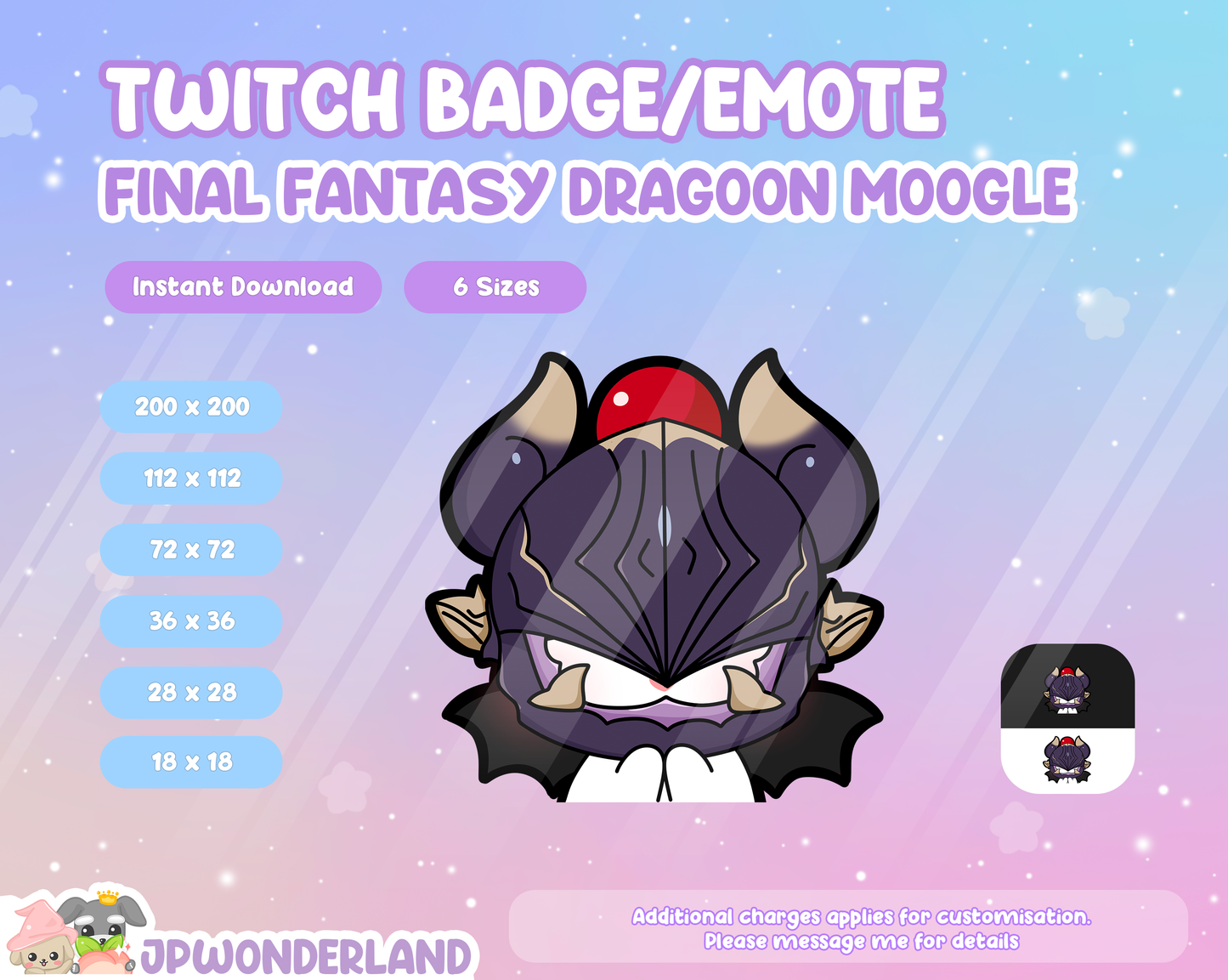 Final Fantasy Moogle in different jobs Twitch Badges/Emotes / Twitch Overlay / Stream Emote / Discord Emotes Active