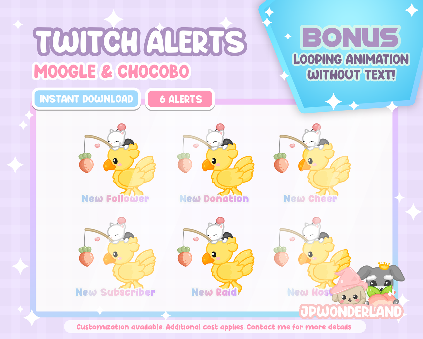Animated FF7 Twitch Alerts - Final Fantasy VII Moogle & Chocobo/ FF7 Chibi