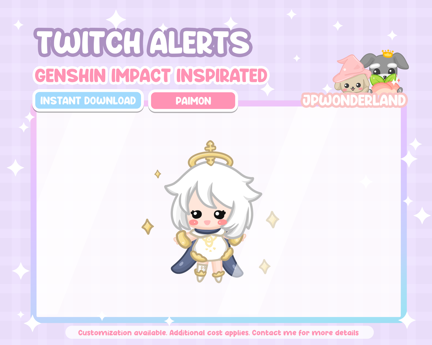 Animated Twitch Alerts/Animations/Emotes (No Text)- Genshin Impact Inspired - Qiqi, Lumine, Paimon