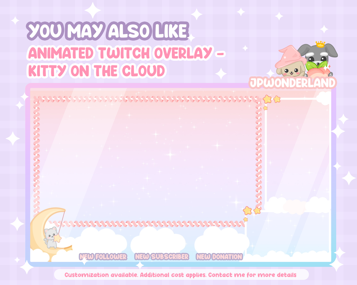 Cute animated Twitch Goals & Chat Widgets - Kitty on the cloud series - Donation/Subscriber/Follower/Bits Goal