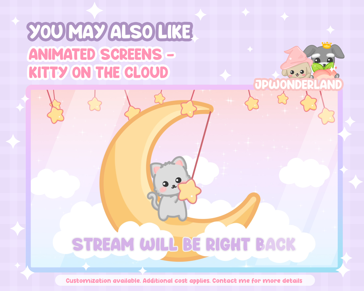 Cute animated Twitch Goals & Chat Widgets - Kitty on the cloud series - Donation/Subscriber/Follower/Bits Goal