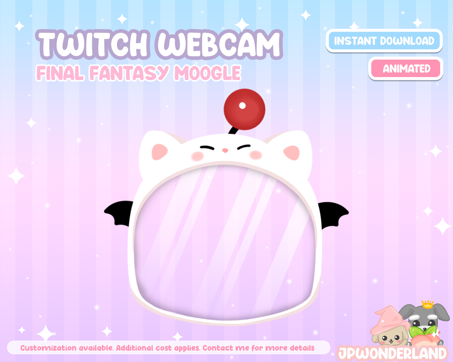 Cute Animated Final Fantasy Moogle Twitch Webcam for Streamlabs and OBS Studio