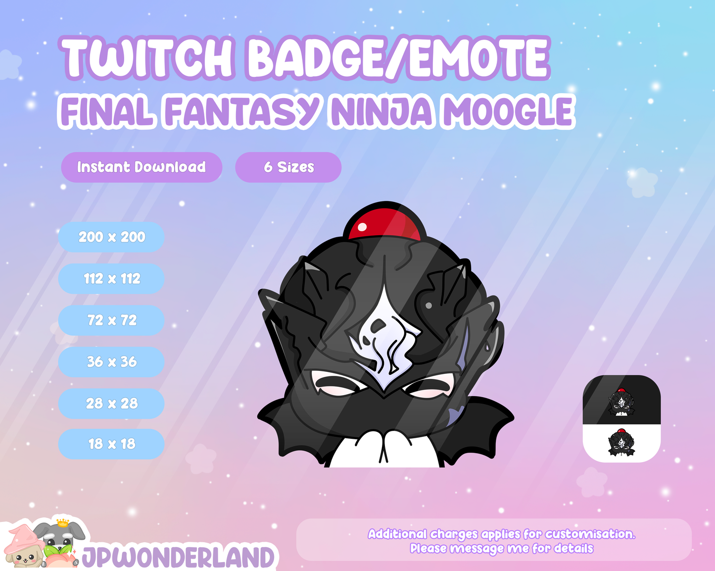 Final Fantasy Moogle in different jobs Twitch Badges/Emotes / Twitch Overlay / Stream Emote / Discord Emotes Active