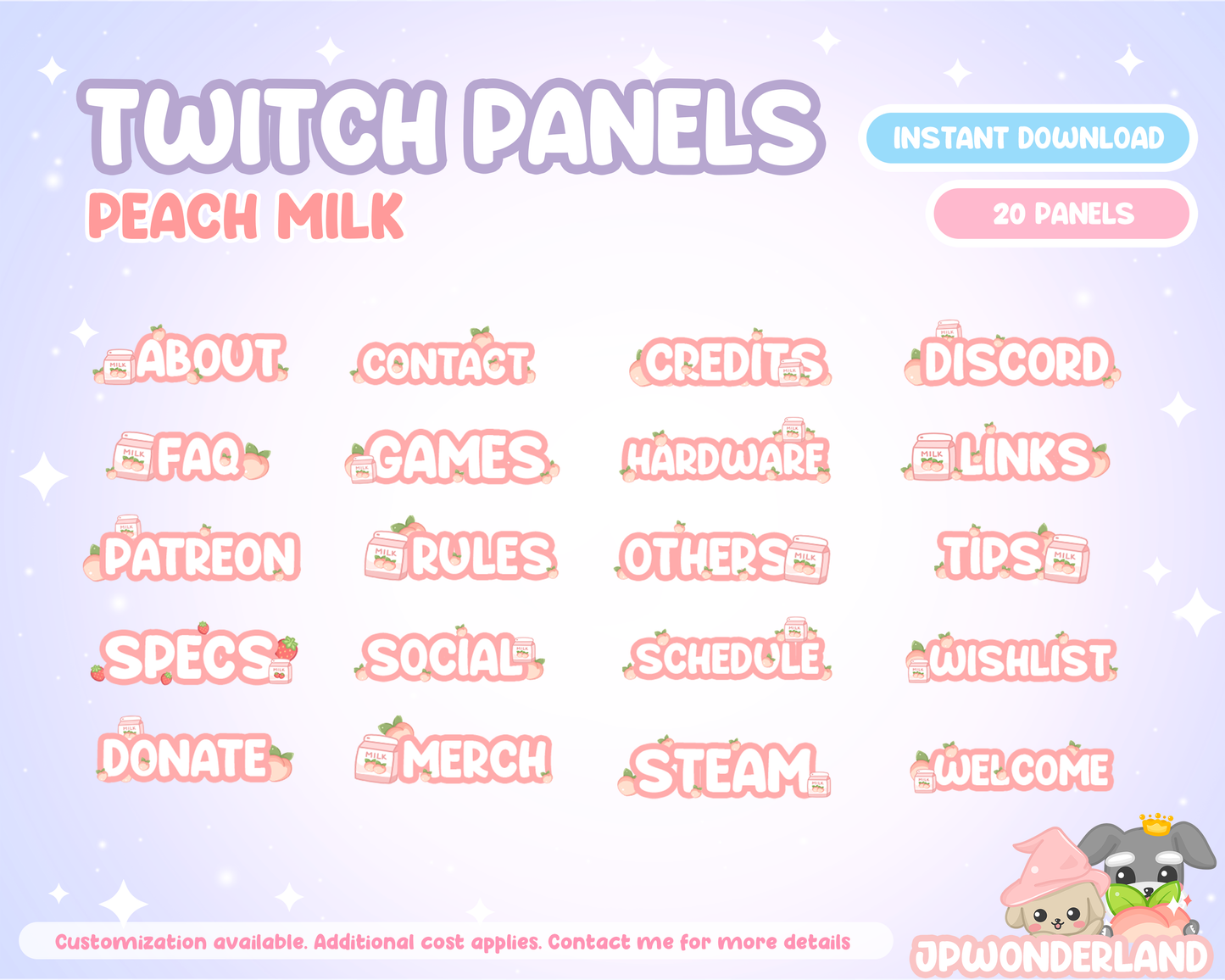 Strawberry/Peach Milk twitch Panels