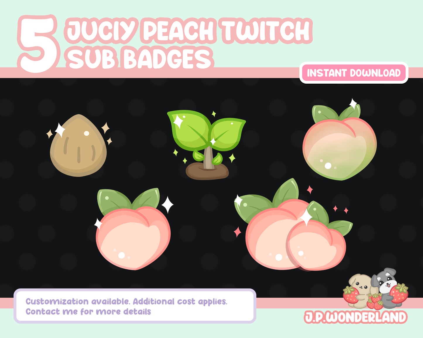 Cute Juicy Peach Twitch Badges / Bit Badges / Sub Badges