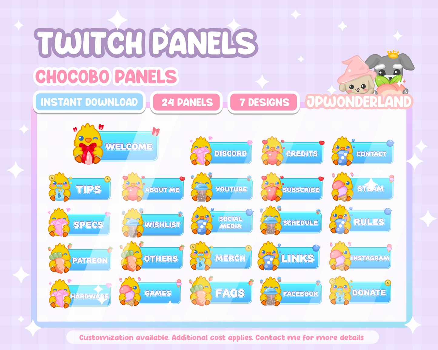 Final Fantasy Chocobo / bird twitch Panels