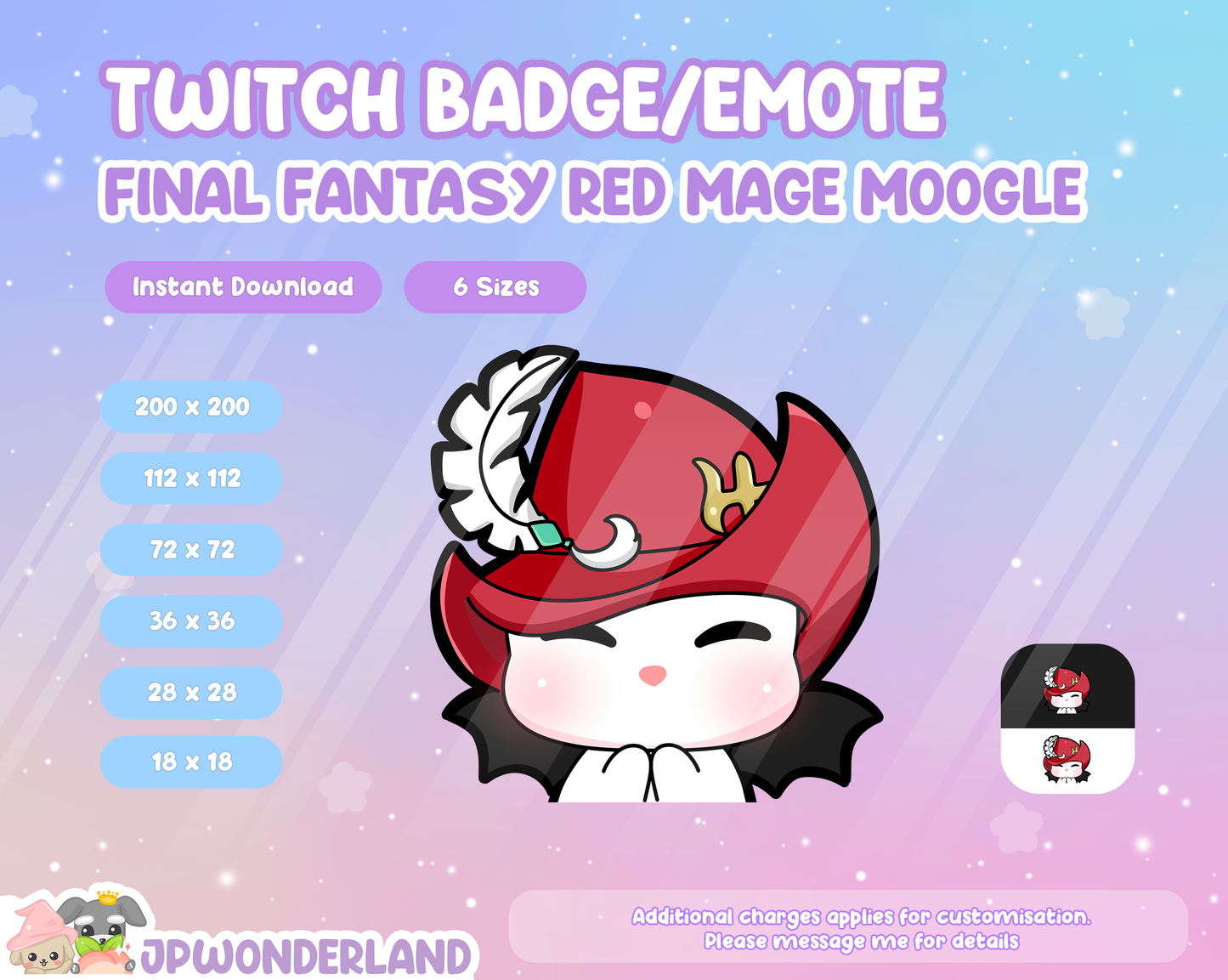 Final Fantasy Moogle in different jobs Twitch Badges/Emotes / Twitch Overlay / Stream Emote / Discord Emotes Active