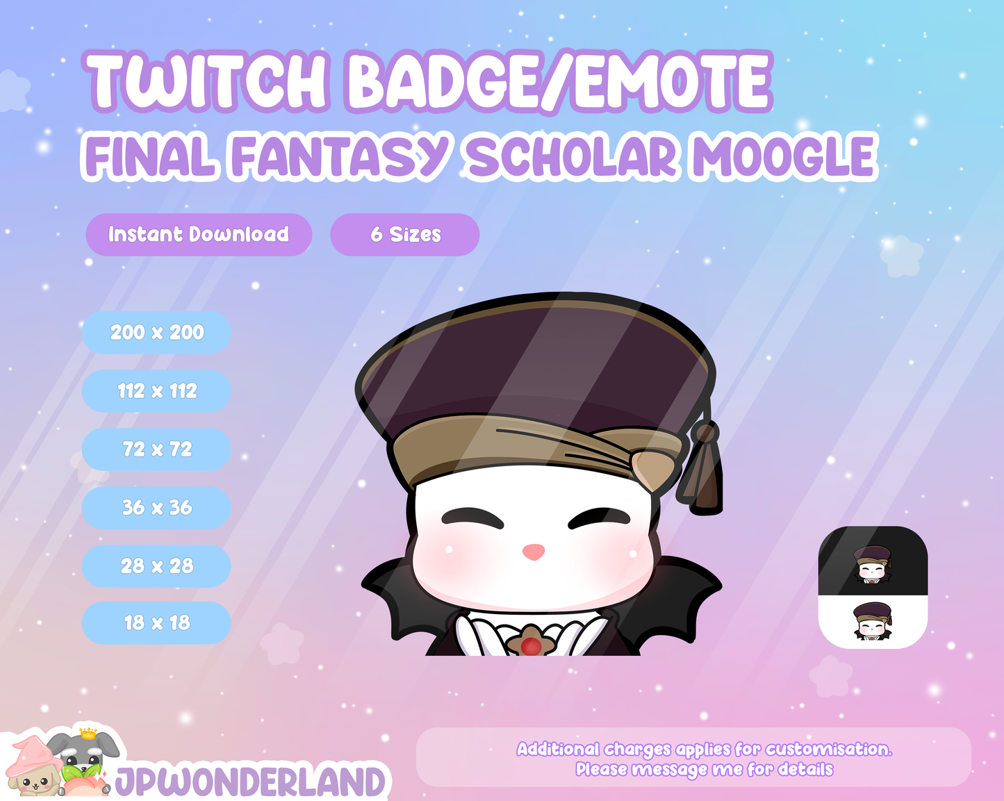 Final Fantasy Moogle in different jobs Twitch Badges/Emotes / Twitch Overlay / Stream Emote / Discord Emotes Active