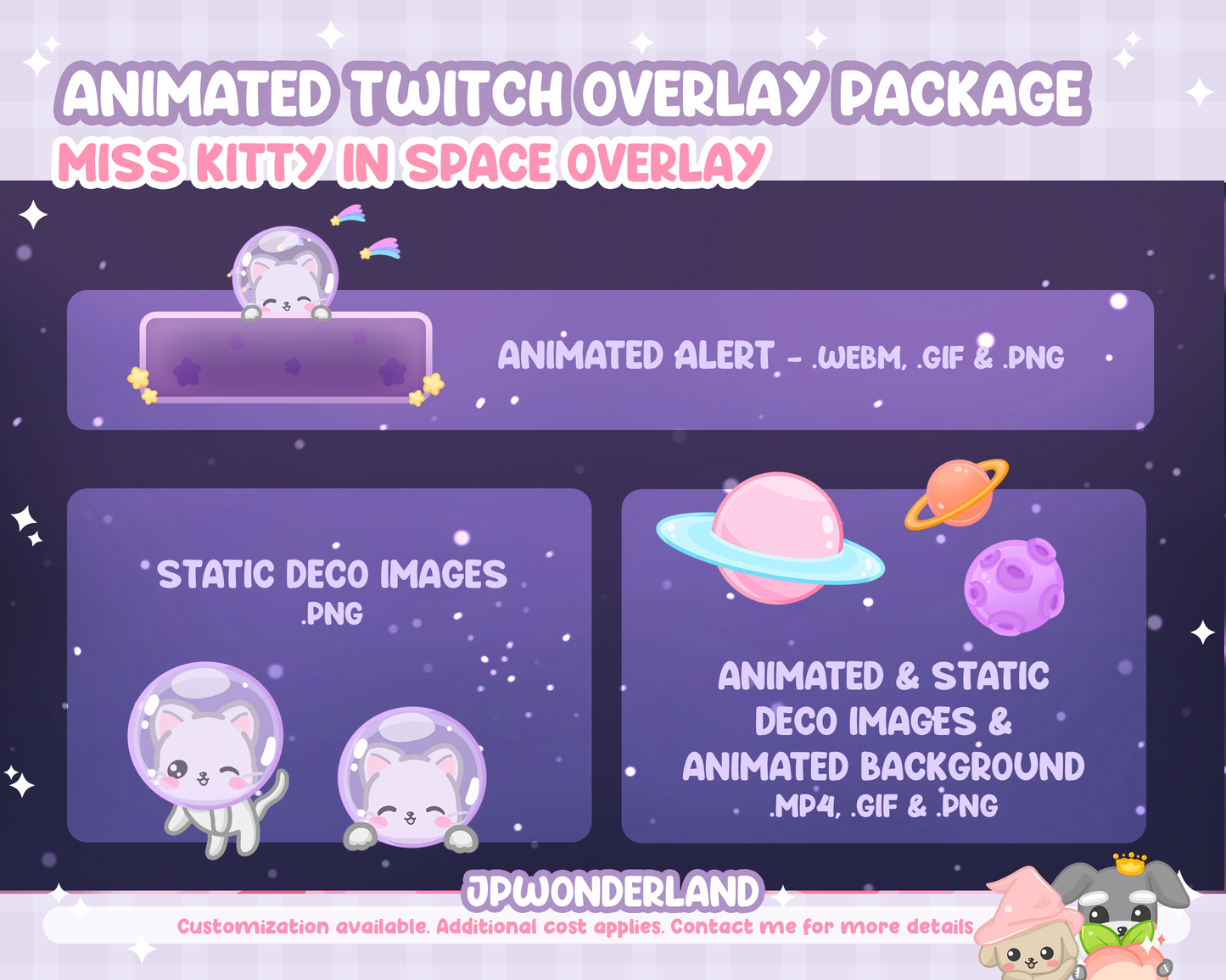 Animated Twitch Overlay Full Package - Space Kitty