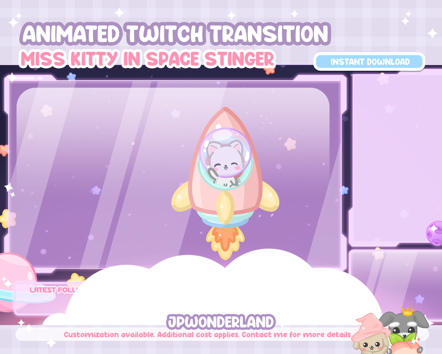 Animated Space Cat in Rocket Twitch Transition