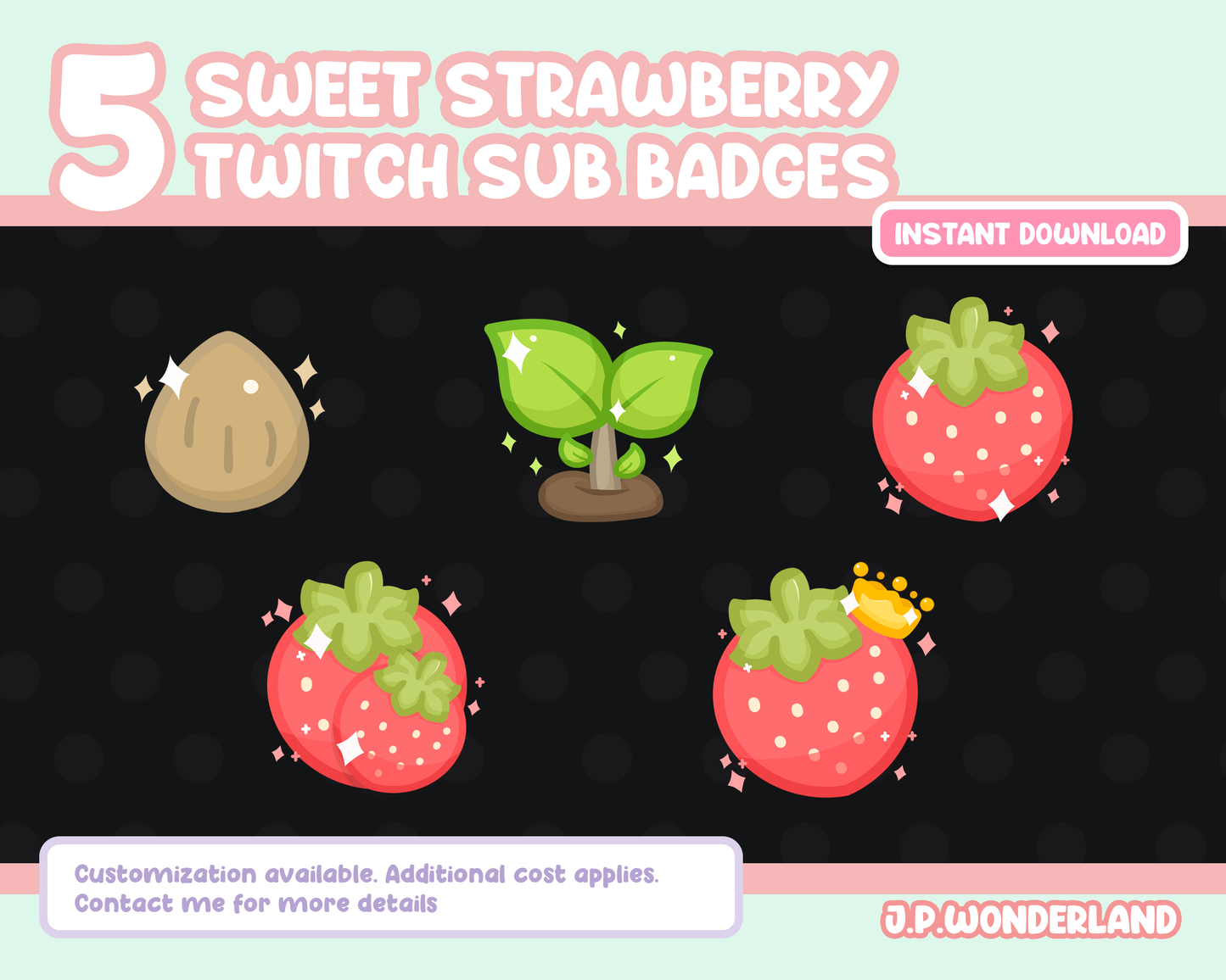 Sweet Strawberry Twitch Badges / Bit Badges / Sub Badges