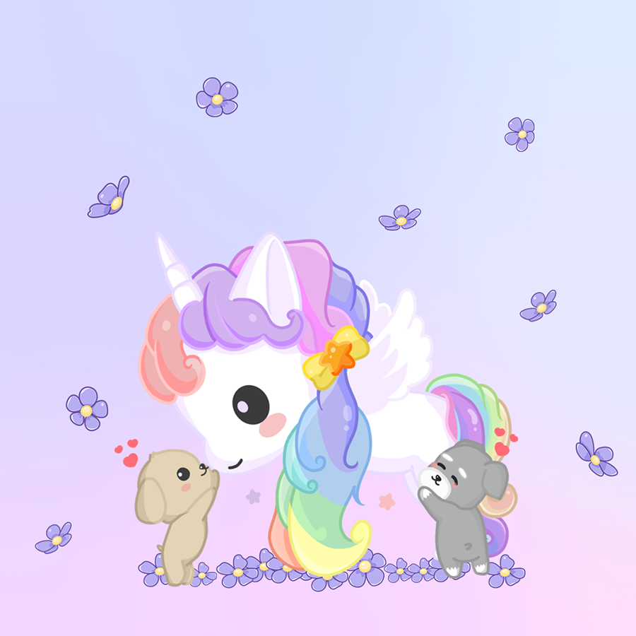 Xiaoxiao & Nana with unicorn wallpaper