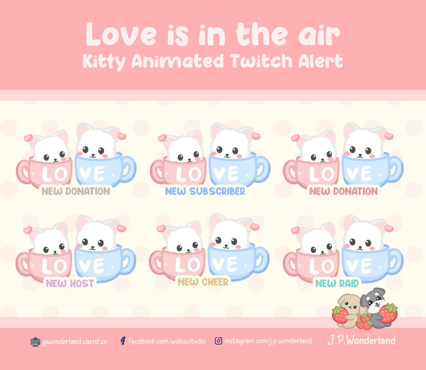 Twitch Stream Animated Alerts - Love is in the air~