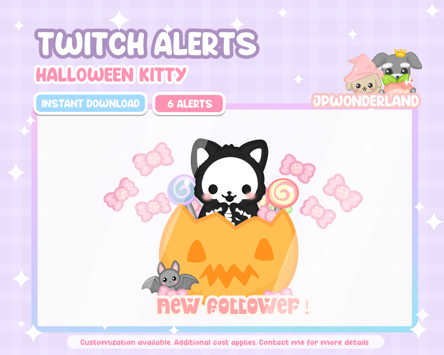 Animated Halloween Kitty Twitch Alerts