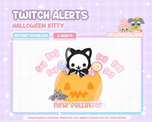 Animated Halloween Kitty Twitch Alerts