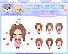 Load image into Gallery viewer, Animated Chibi Aerith Stream Pet with 12 animations, reacts to commands and alerts | Digital assets | Stream Deco | Twitch Pets animation
