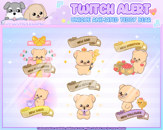 Unique Animated Teddy Bear Twitch Alerts