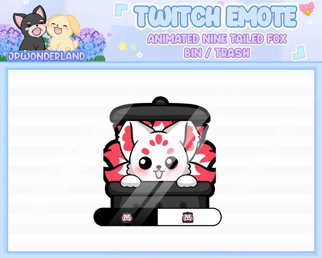 Animated Nine Tailed Fox Bin Emotes / Kumiho Rubbish Bin Emote / Gumiho Discord