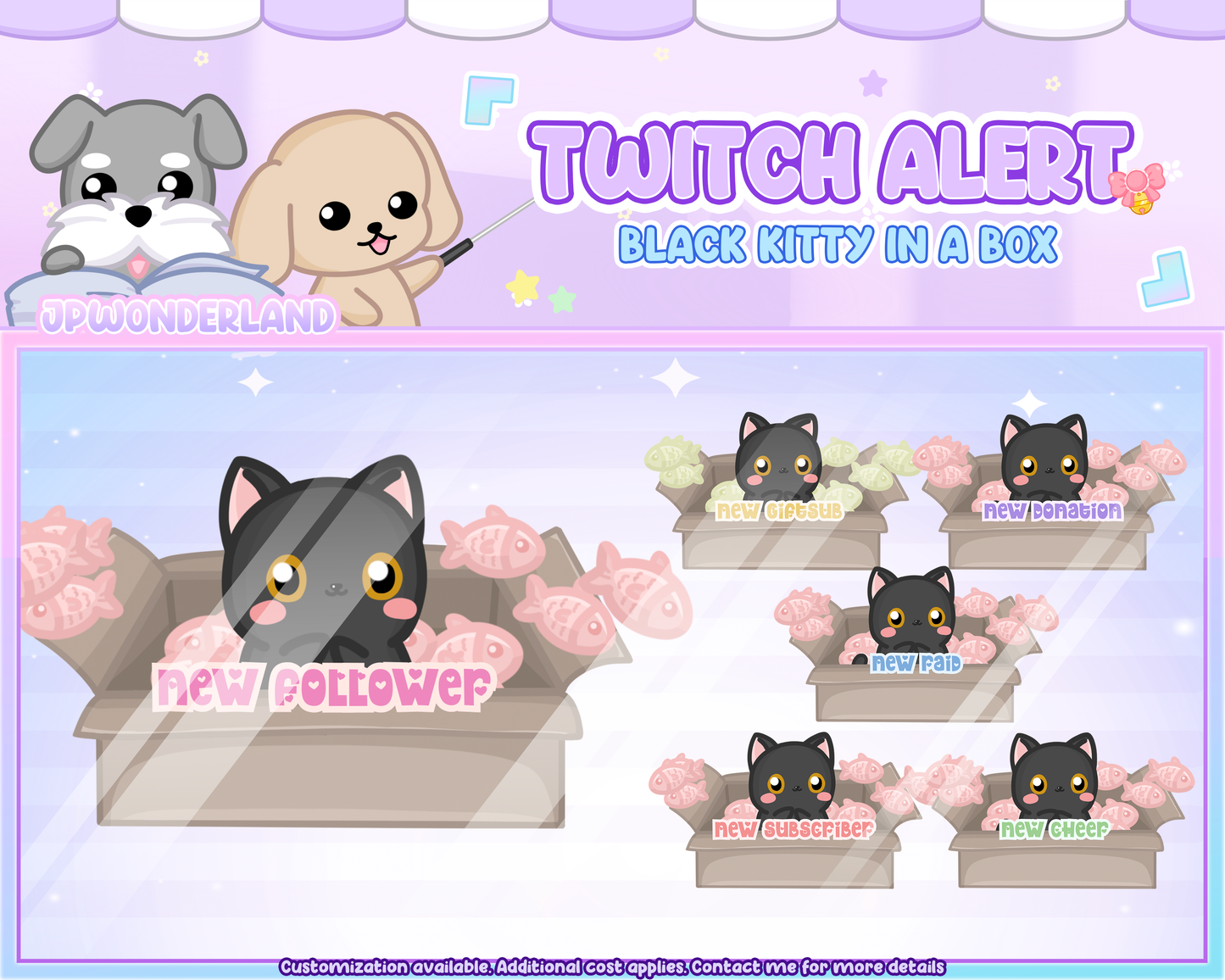 Kitty Animated Twitch Overlay Alerts (Total 6)