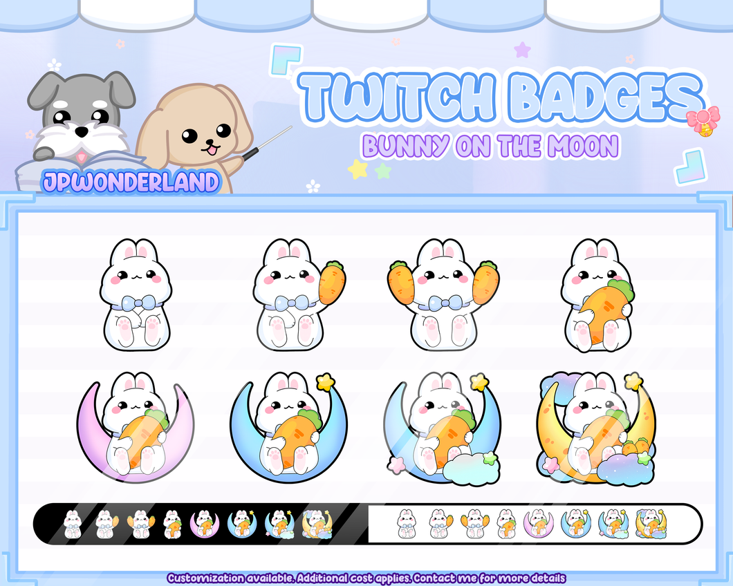 Bunny on the moon badges / Emotes / Stream Badges / Discord Emotes –  JPWonderland