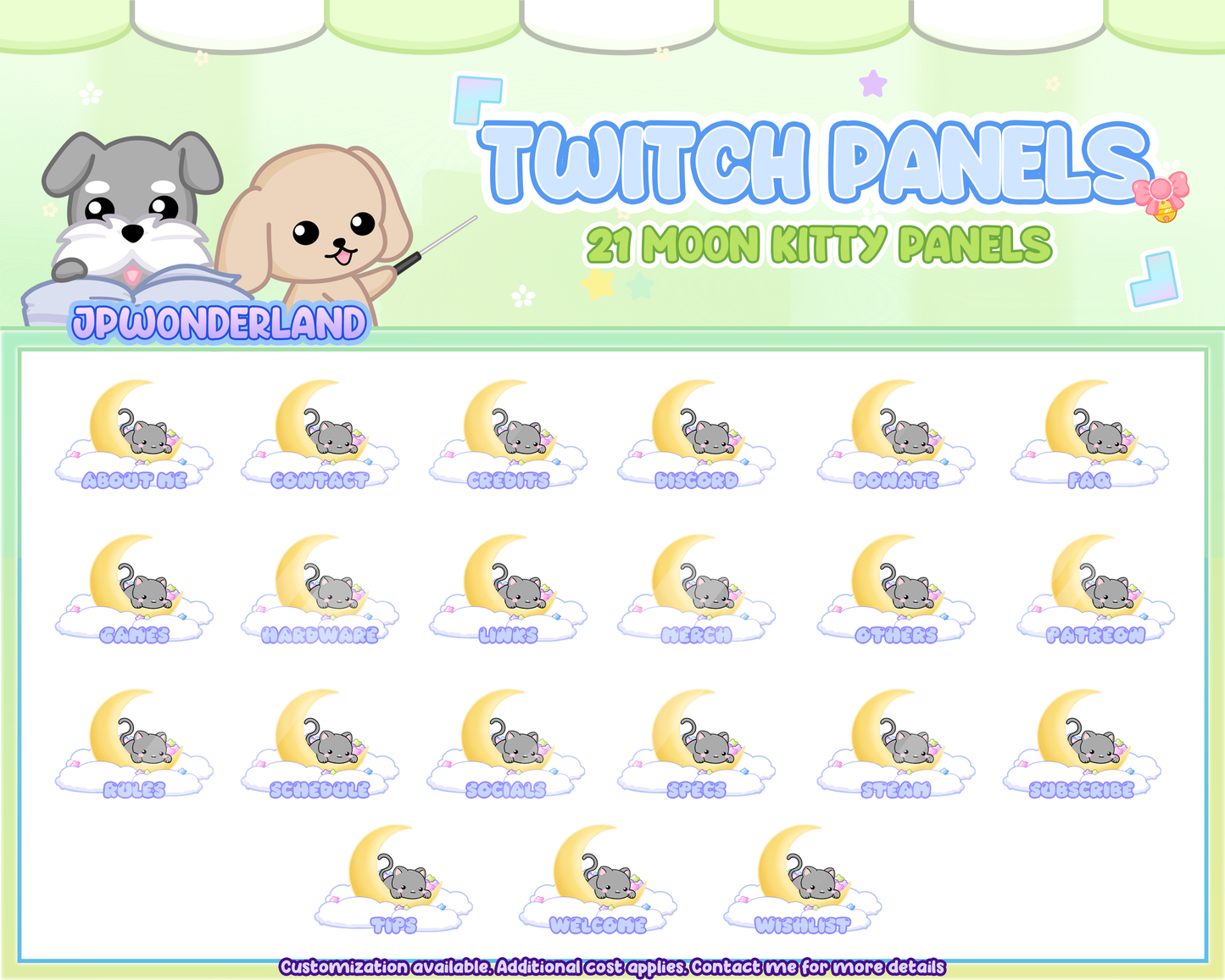 21 Moon Bunny/Kitty Twitch Panels