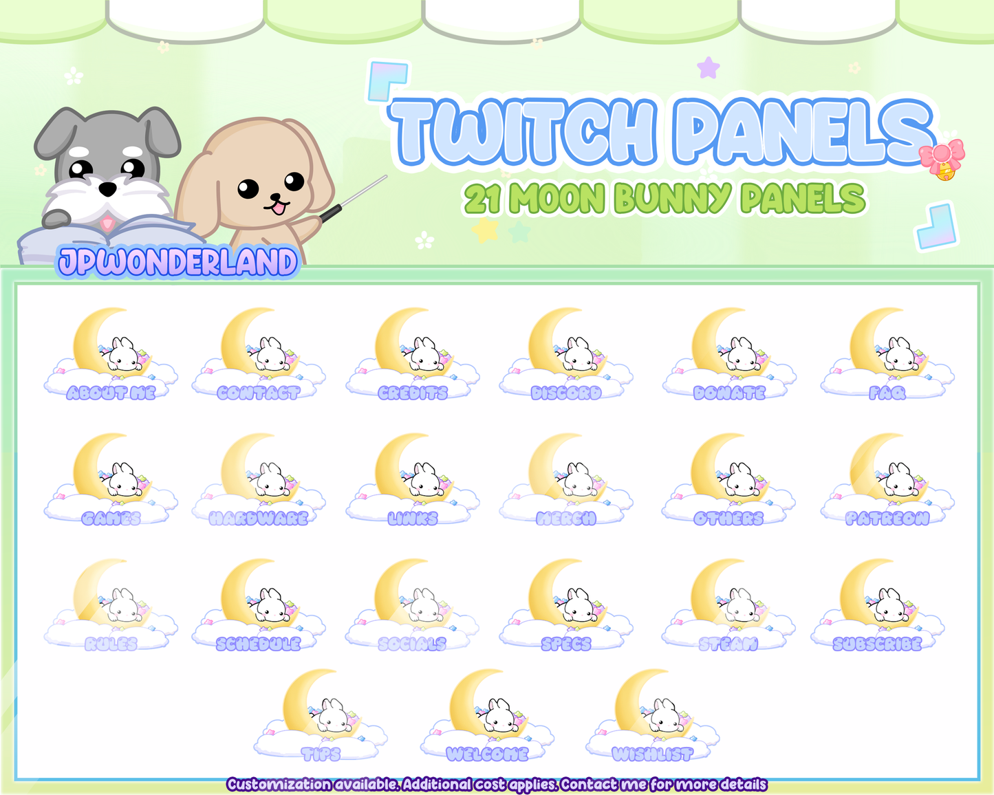 21 Moon Bunny/Kitty Twitch Panels