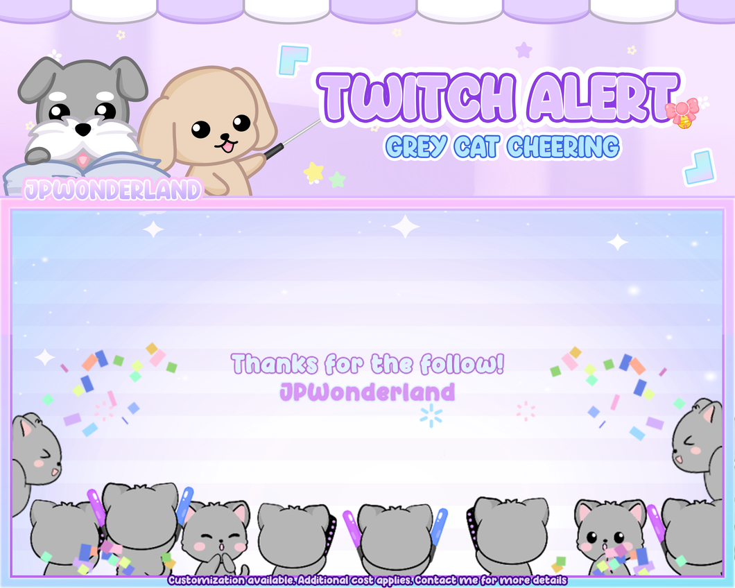 Full-Screen Twitch Alerts - Cute Grey Kitty / Nine-Tailed Fox / White Rabbit