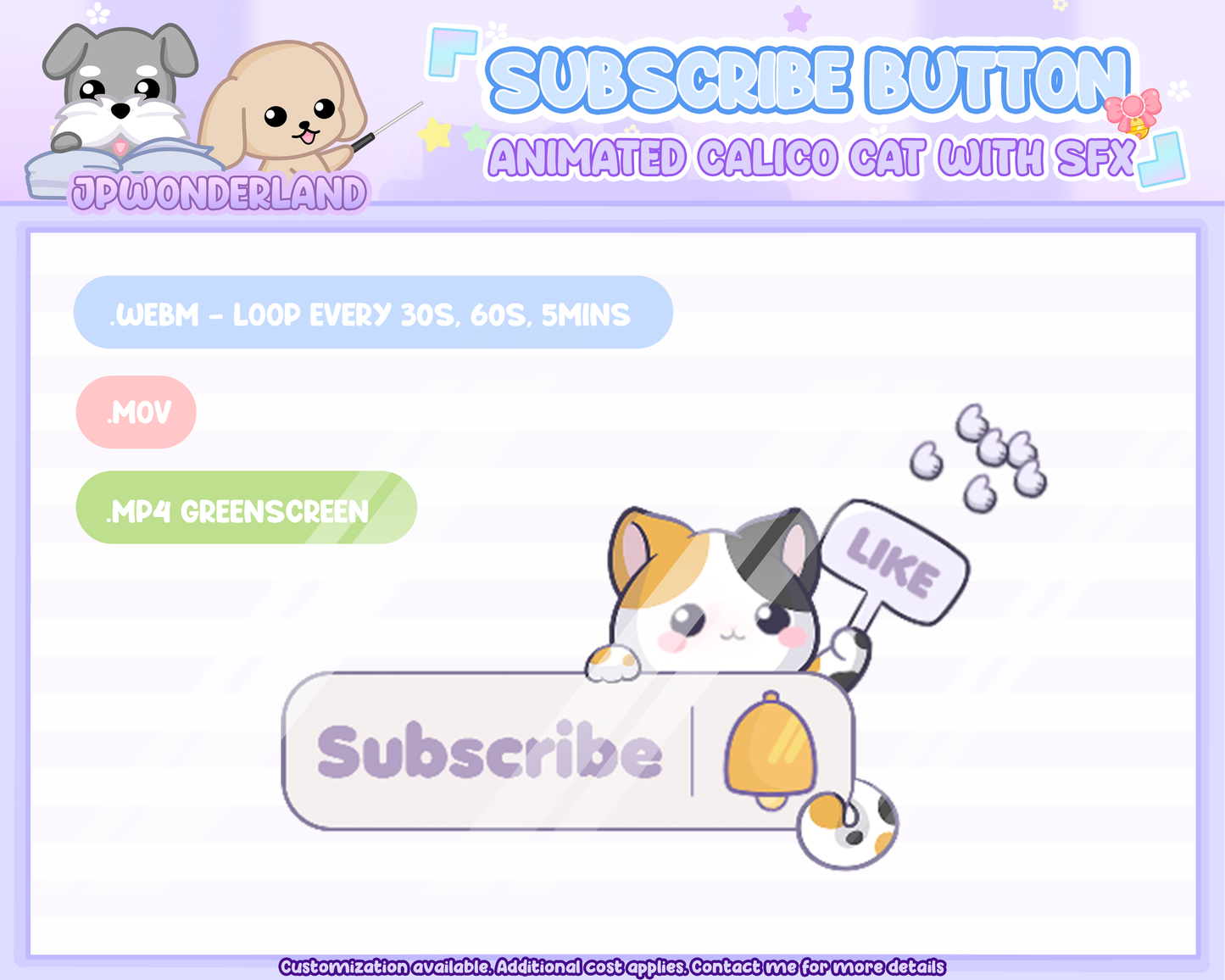 Animated Streaming Subscribe Button Overlay w SFX / Cute Calico Cat Animation / Stream Setup / Intro Video / Youtube / Twitch / Facebook