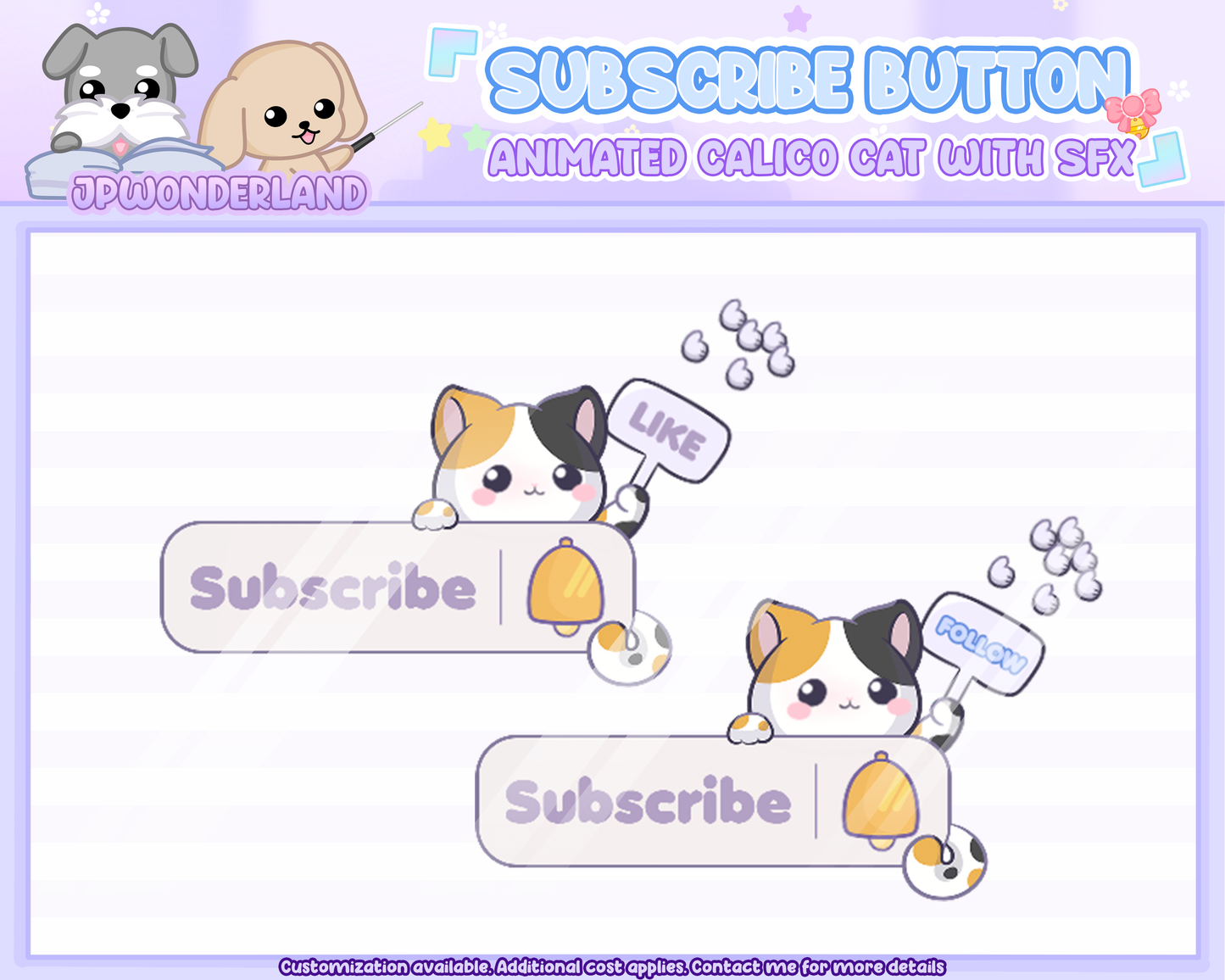 Animated Streaming Subscribe Button Overlay w SFX / Cute Calico Cat Animation / Stream Setup / Intro Video / Youtube / Twitch / Facebook