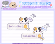 Load image into Gallery viewer, Animated Streaming Subscribe Button Overlay w SFX / Cute Calico Cat Animation / Stream Setup / Intro Video / Youtube / Twitch / Facebook
