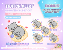 Load image into Gallery viewer, ANIMATED Chubby Cat playing Twitch Alert / Stream Alerts / Cute Cat / Stream Decorations / Stream Add-on
