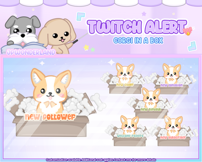 Corgi Animated Twitch Overlay Alerts (Total 6)