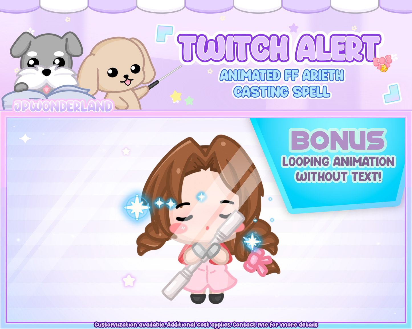 Animated Twitch Alerts - FF Aerith/ FF7 Chibi / Stream Add-on / Twitch Decorations