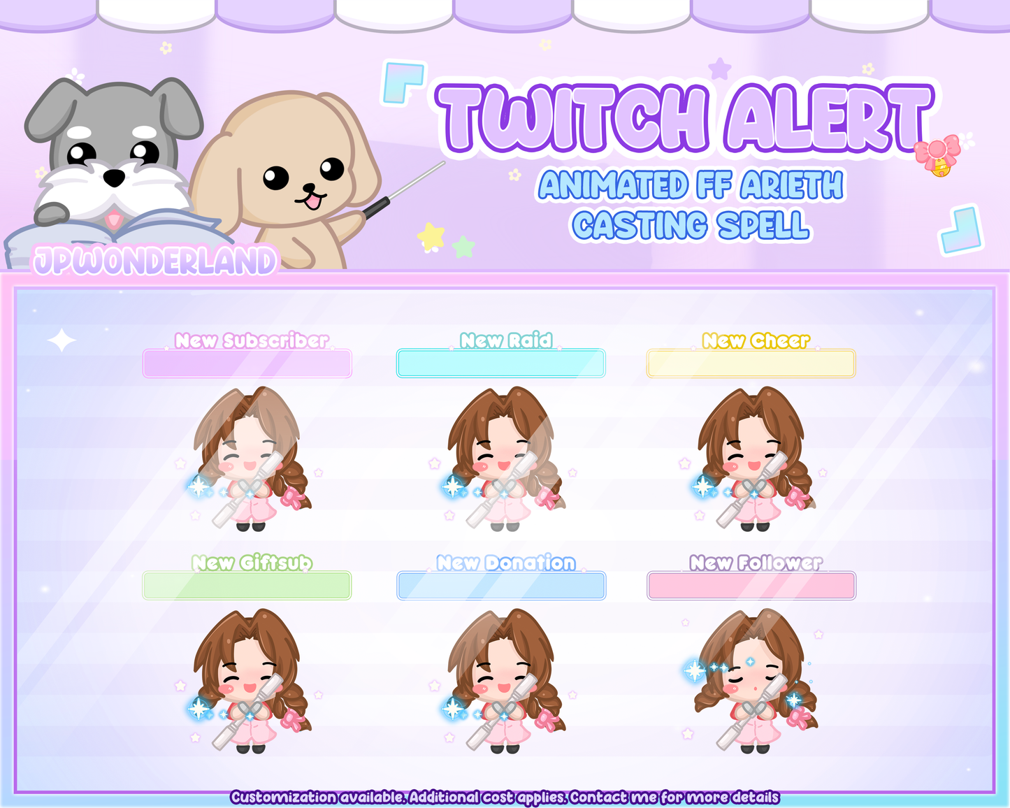 Animated Twitch Alerts - FF Aerith/ FF7 Chibi / Stream Add-on / Twitch Decorations