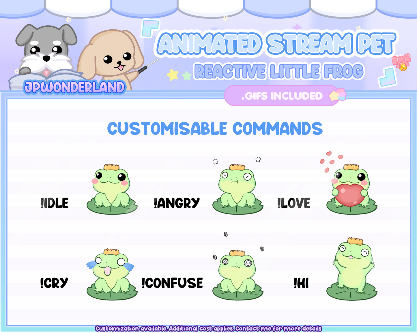 Animated Little Frog Stream Pet with 11 expressions, reacts to commands and alerts | Digital assets | Stream Deco | Twitch Pets animation