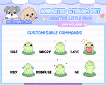 Load image into Gallery viewer, Animated Little Frog Stream Pet with 11 expressions, reacts to commands and alerts | Digital assets | Stream Deco | Twitch Pets animation
